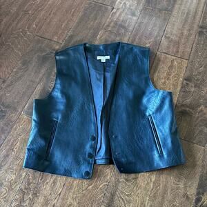 Topshop Women's Size 4 Faux Leather Vest Black‎